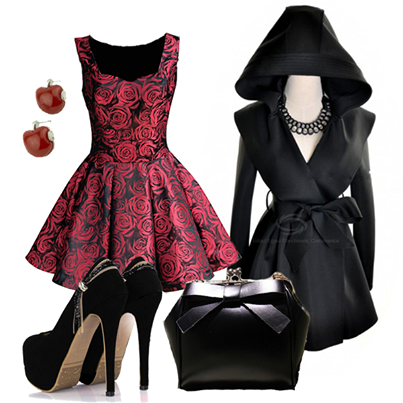 rochie visiniu cu negru