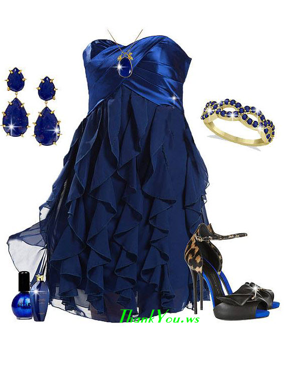 rochie albastru royal cu volane