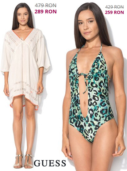 rochie de plaja si costum de baie guess